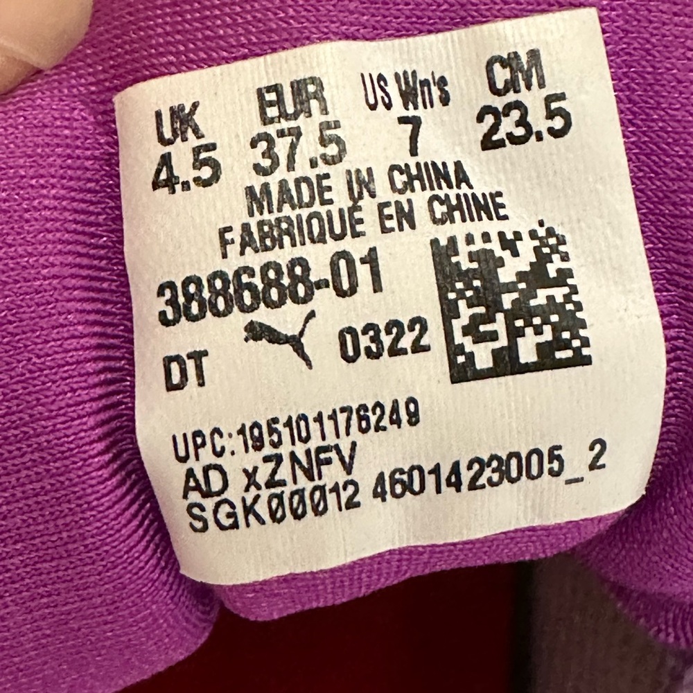 Women's Puma RS-X 7 Shoes Laces Memory Foam Purple Gold Running Retro Look New - Picture 10 of 10